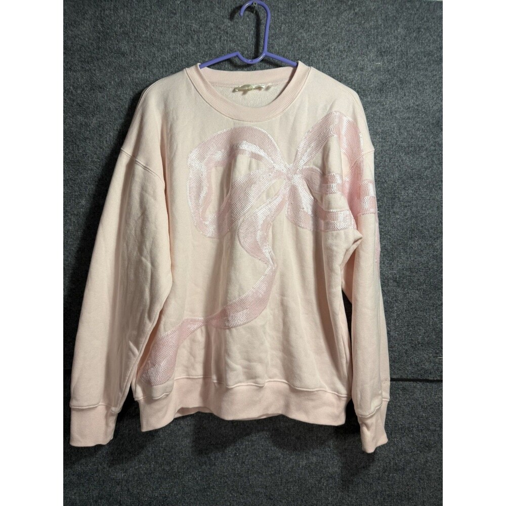 LoveShackFancy Sequin Bow Sweatshirt – Size XS – Pink – Cozy Pullover – Rare